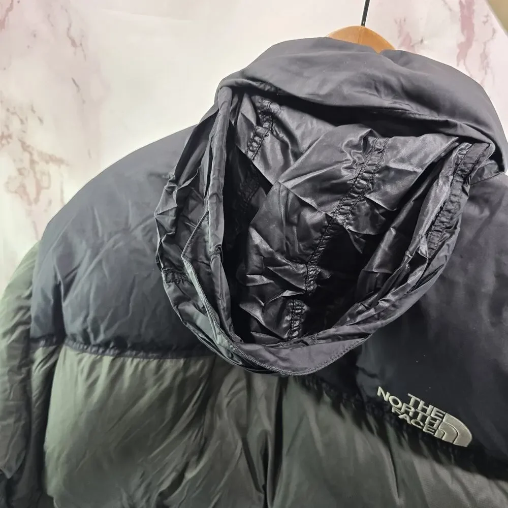 The North Face Jacket Mens 2XL Black Green Goose Down 700 FP Vtg Y2K Coat Nuptse